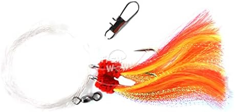 5 Packs 5/0 Shrimp Flying rig with red Yellow Shiny Krystal Flash - Image 5