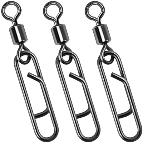 Dr.Fish Fishing Clips with Swivels, Speed Power Clips with Barrel Swivels Quick Change Lure Snap Swivels Fishing Tackle Leader Line Connector for Freshwater & Saltwater by DrFish
