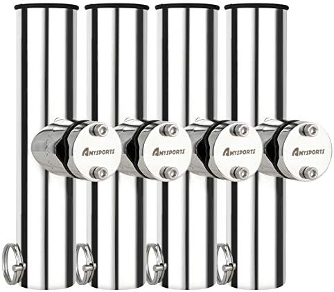 AMYSPORTS Stainless Steel Trolling Rod Holder Clamp Side Mount Fishing Pole Holders Adjustable Kayak Rail Rods Supporters Boat Sailboat for Boating by AMYSPORTS