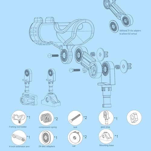 Fishing Rod Holder for Kayak & Boat with Side Deck Mount, 360 Degree Adjustable, Compatible with Spinning, Casting, Fly Reels - Image 2