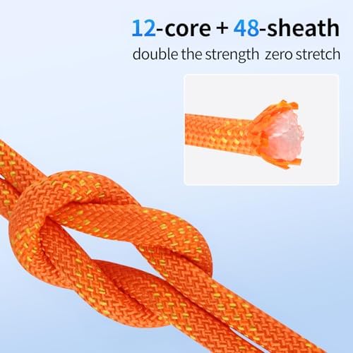 200ft 3/8 Inch Climbing Rope, Heavy Duty Arborist Rope(Orange) - Image 3