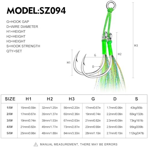 Double Fishing Assist Jig Hooks 6Pcs Saltwater Dancing Stinger Jigging Hooks Double Assist Replacement Fishing Hooks for Slow Pitch Jigs Vertical Jigging Lures - Image 2