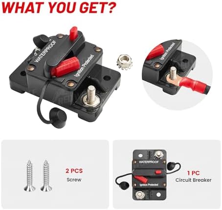 RED WOLF 50A Amp Circuit Breaker for Boat Trolling Motor Marine ATV Vehicles Stereo Audio Battery Solar System Inline Fuse with Manual Reset Switcher DC 12V-48V - Image 6