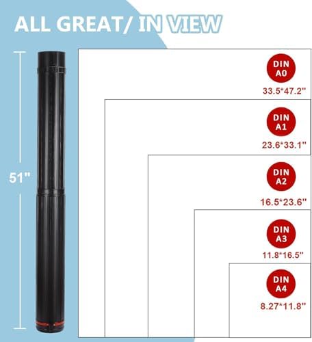 DEWEL Poster Tube 30"-51", Telescoping Blueprint Holder Art Tube with Strap - Image 6