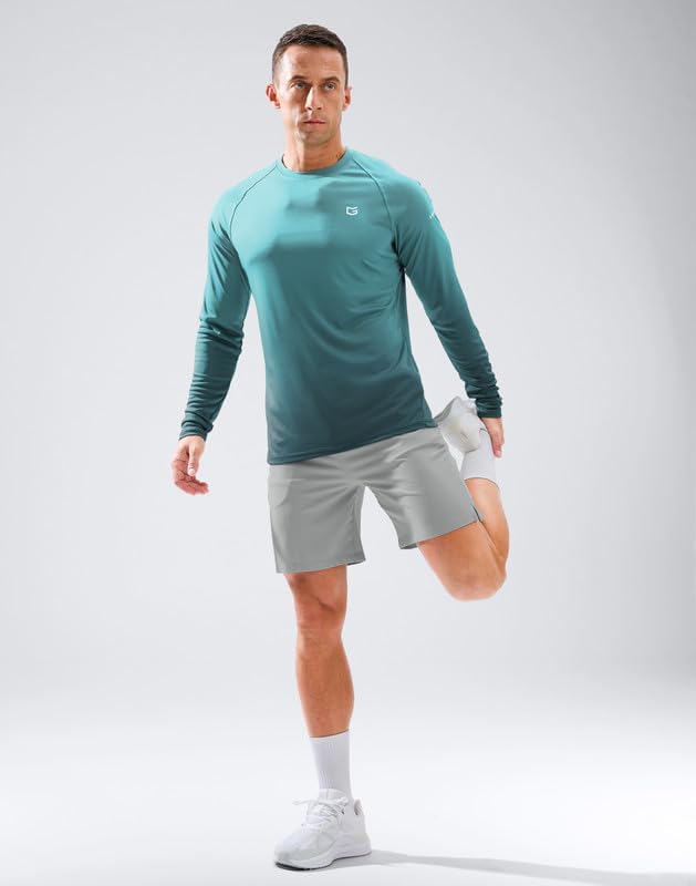 Men's Sun Protection Swim Long Sleeve UPF 50+ Rash Guard Lightweight Shirts - Image 3