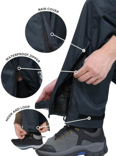 iCreek Men's Rain Pants Waterproof Breathable Lightweight Rain Over Pants - Image 5