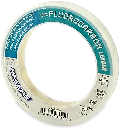 HI-SEAS 100% FLUOROCARBON Fishing LINE Leader - Clear Invisible Leader UNDETECTABLE to Fish, Fast Sinking 6LB-400LB by Hi-Seas