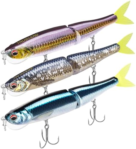TRUSCEND Swimmax Easy Catch Fishing Lures with BKK Hooks, Wiggling, Vibrating, Rattling and Gurgling for More Bites, Heavy-Duty Dyneema Fiber Jointed Swimbaits for Bass, Trout, Crappie, Walleye, Pike by TRUSCEND