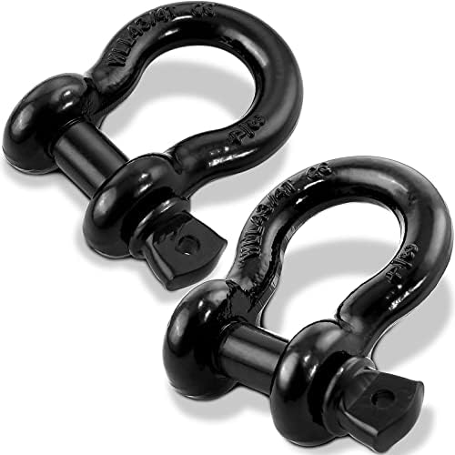 Shackles 3/4"(2 Pack) D-Ring Shackle Rugged 28.5 Ton (57,000 Lbs) Maximum Break Strength Heavy Duty Tow Shackles Perfect Shackle work with Tow Strap, Winch, Off-Road Jeep Truck Vehicle Recovery by Robbor