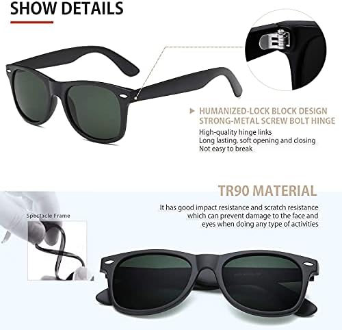 FEIDUSUN Sunglasses Men Polarized Sunglasses for Mens and Womens,Black Retro Sun Glasses Driving Fishing UV Protection - Image 2