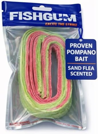 FishGum Surf Fishing Bait Strips for Saltwater Beach Fishing – Real Shrimp, Crab, Clam & Sand Flea Infused Scent – Artificial Cut Bait for Pompano, Redfish & Flounder by FISHGUM