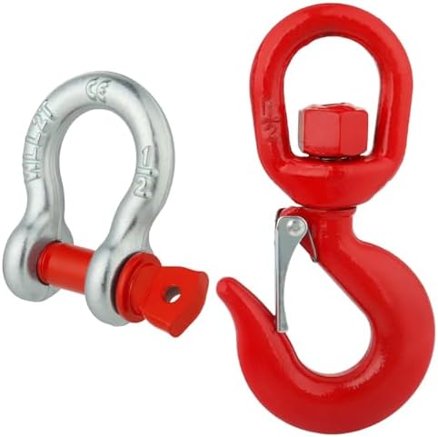 2 Ton Swivel Lifting Hook with 1/2" D Ring Shackles Heavy Duty by WENHUALI