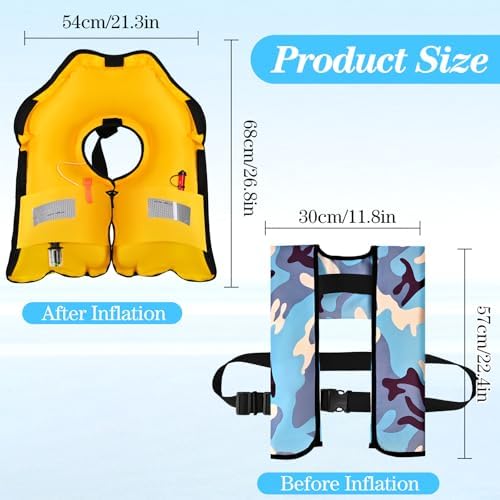 Adult Automatic Inflatable Kayak Vest PFD,Water Sports Vest for Boating Fishing Kayaking SUP Paddleboarding（fit Weight Below 330 lbs） - Image 6