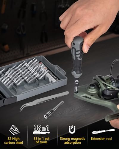 THKFISH Fishing Reel Maintenance Kit, Reel Repair Tool Kit, Fishing Reel Cleaning Set with Spool Pin Remover and 28 in 1 Screwdriver or 38 in 1 Electric Screwdriver - Image 4