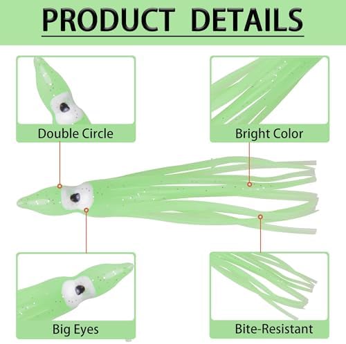 20pcs/40pcs Octopus Skirts Saltwater Soft Plastic Lure Fishing Squid Silicone Lure Bait Glow Trolling Fishing Lure Bass Fishing Tackle Accessories 2.75"/3.54"/4.33" - Image 3