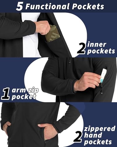33,000ft Men's Hooded Fleece Lined Rain Shell Jacket Waterproof Lightweight - Image 2