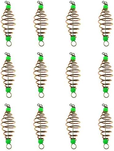 12PCS Glow Beads Bait Spring Fish Bait Holder Fishing Baiting Tool Glow Carp Fishing Feeder Carbon Steel Spiral Fish Bait Cage Total Length 8CM/3.14inch by Unknown
