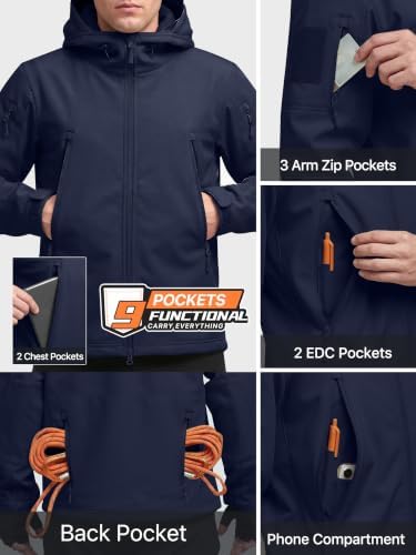 FREE SOLDIER Men's Hooded Waterproof Softshell Jacket - Image 5