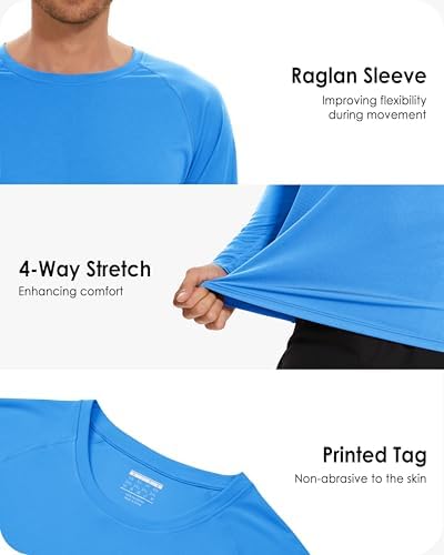 Boladeci Men's UPF 50+ Sun Protection UV SPF Shirts Long Sleeve Lightweight Quick Dry Swim T-Shirts Rash Guard - Image 5