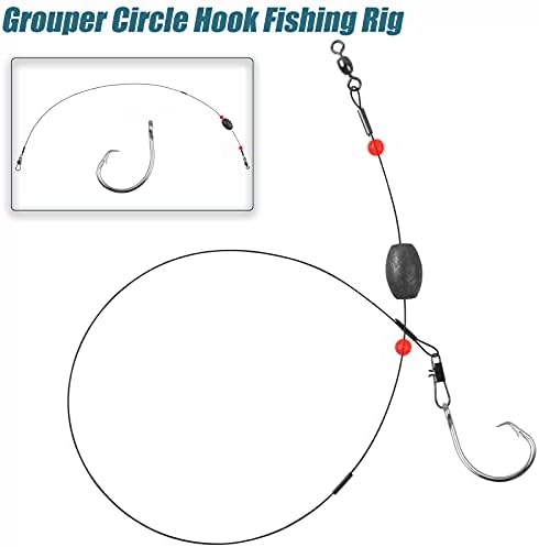 Saltwater Grouper Rigs Carolina & Bottom Surf Fishing Rigs with Egg Sinkers, Circle Hooks for Catfish Redfish Grouper Halibut Striper - Image 5