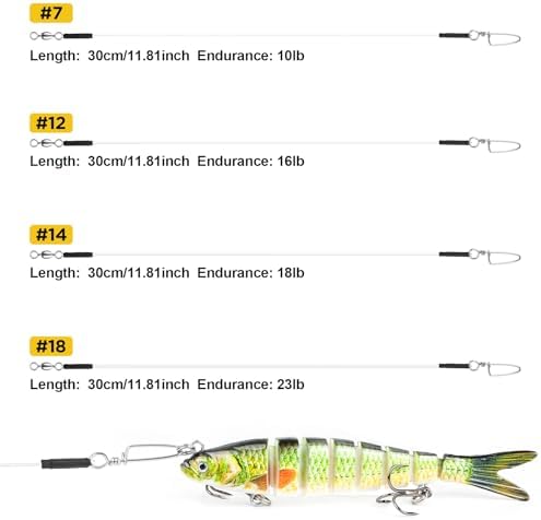 DONQL Fluorocarbon Fishing Leaders with Swivel Snaps 15Pcs Wire Leader Line - Image 3