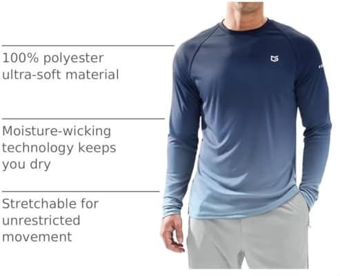 Men's Sun Protection Swim Long Sleeve UPF 50+ Rash Guard Lightweight Shirts - Image 4