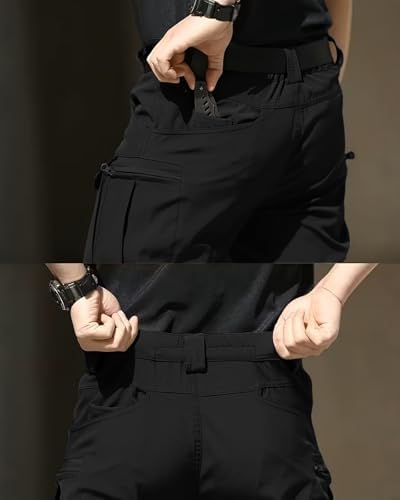 Men's Tactical Pants Stretch Waterproof Fabric Durable Cargo Pants for Hiking Casual Work Multi Pockets (No Belt) - Image 7