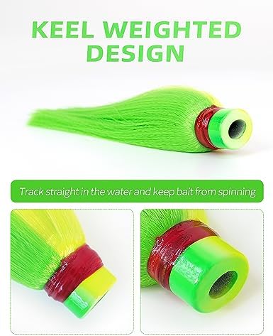 BLUEWING Sea Trolling Lures with Lead Head Saltwater Fishing Witches Big Game Ballyhoo Skirt for Tuna, Wahoo, Sailfish, Mahi Mahi 1oz, 2oz, 4oz, 6oz, 8oz - Image 3