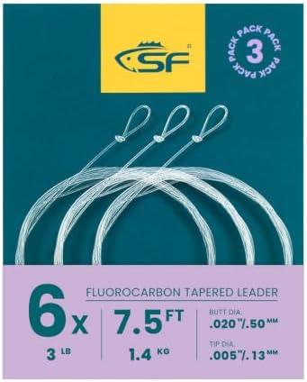 SF Fly Fishing Tapered Leader – Fluorocarbon Pre-Tied Loop by SUNSHINEFISHING
