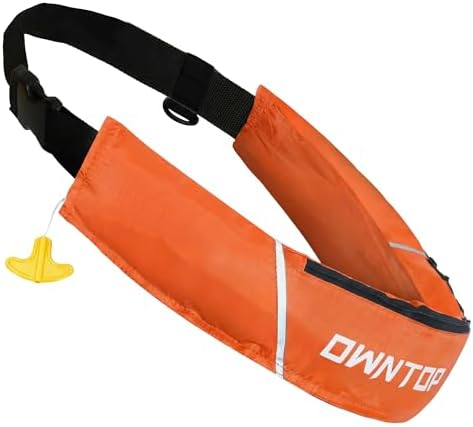 Owntop Manual Inflatable Belt Pack, Adults Swim Jacket with Blowpipe & Whistle, 24g CO2 Cylinder Included, Low Profile for Kayaking, Fishing, Paddle Sports by Owntop