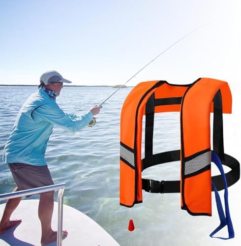2-Pack 150N Automatic Inflatable Life Jacket – Adjustable Nylon Swim Vest with CO2 Inflation, Reflective Strips & Safety Buckle - Image 4