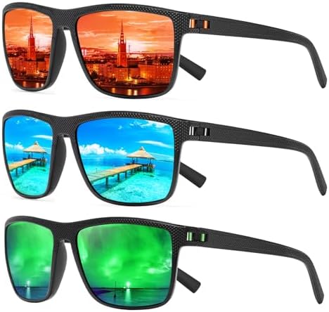 Square Polarized Sunglasses for Men and Women Lightweight Frame Sun Glasses with UV Protection by TURBOPEP