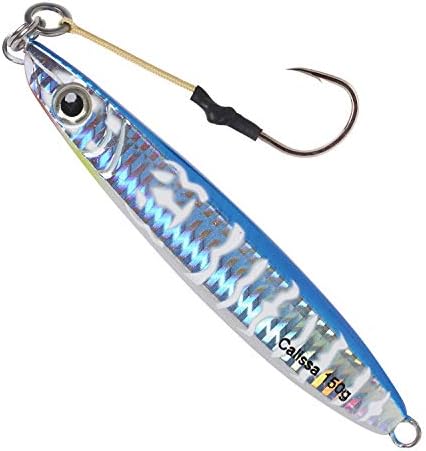 Calissa Offshore Tackle Vertical Jig 80g 150g 250g 300LBS Assist Hooks 3/0 Butterfly - Fall Side Speed Lure Slow Fast Pitch Flat Glow Color Painted on Both Sides by CalissaOffshoreTackle