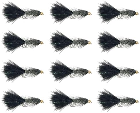 Feeder Creek Woolly Bugger Fly Fishing Flies 12pc Fly Fishing Assortment | Handmade Wet Flies for Fly Fishing in Various Patterns/Colors | Streamer Flies by FeederCreek