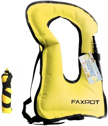 Snorkel Vest, Adults Portable Kayaking Buoyancy Inflatable Swim Vest Jackets, Diving Surfing Adjustable Snorkeling Vest Swimming Jacket for Outdoor Water Sports Fun Safety by Faxpot