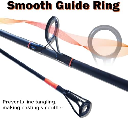 Surf Fishing Rod 9'/10'/11'/12', Carbon Fiber Graphite Spinning Rod 3-Piece Travel Rod with 2 Tips, Includes Pompano Rig & High-Strength Wire Leaders for Saltwater Beach Surf Casting - Image 2