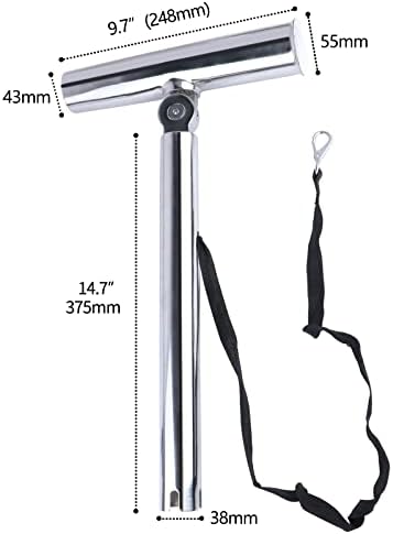 Outrigger Fishing Rod Holders, 2Pcs Stainless Steel Outrigger Rod Holders Adjustable Pole Holder with Safety Strap & Quick-Release Clip for Pontoon Boats, Yachts, Fishing - Image 2
