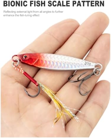 6 Pack 0.7oz Metal Jig Fishing Lures, Saltwater Freshwater Spoon Jigs with Storage Box & Treble Hooks - Image 4