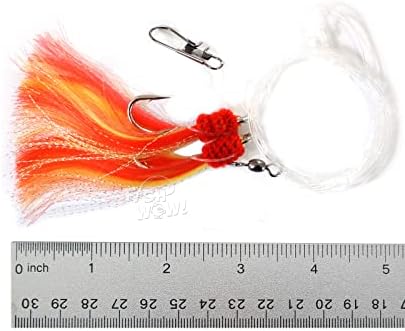 5 Packs 5/0 Shrimp Flying rig with red Yellow Shiny Krystal Flash - Image 2