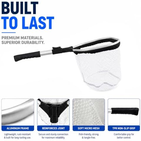 BasicGear Pro Floating Baitwell Net, 10" Hoop, 17"/24"/24"-31", Live Bait - Image 7