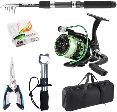 Tripquips Fishing Rod, 6.9ft Telescopic Fishing Rod and Reel Combo with Fishing Pliers and Lip Gripper Fishing Equipment, 5.2:1 Pre-Loaded Spinning Reel Combo Set Fishing Pole - Image 3