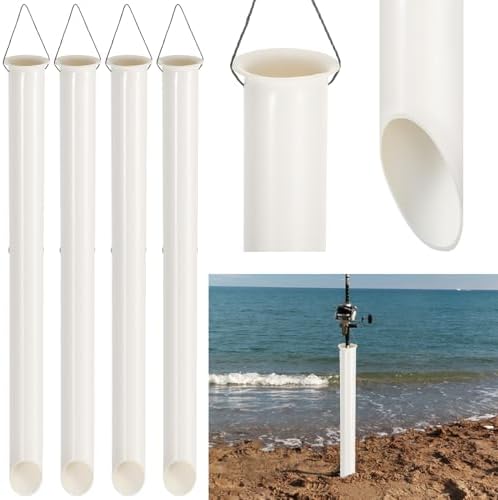4 Pack 27in Sand Spike PVC Tubular Sand Spike Fishing Rod Holder for Surf Fishing for Beaches, Rivers and Sandy Beaches by DANHMAO