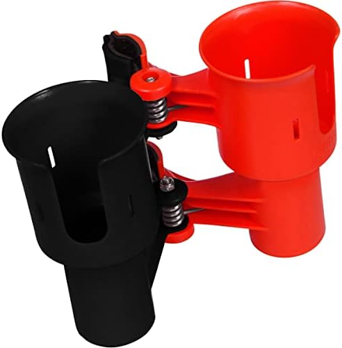 ROBOCUP, (Red & Black), Patented Clamp On Boat Cup Holder | Multifunction Dual Drink Caddy for Fishing Poles, Tools, Net, Gaff | Portable Storage for Boating, Beach, Umbrellas, Golf Carts, Strollers - Image 5