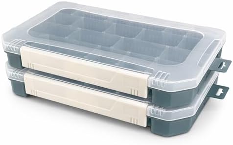 2 Pack Aventik Super Large Fishing 3700Tackle Box – Portable DIY Insert Dividers, Sturdy Transparent PP Case for Lure & Gear Storage (13.98” x 8.86” x 1.89”) by AVENTIK