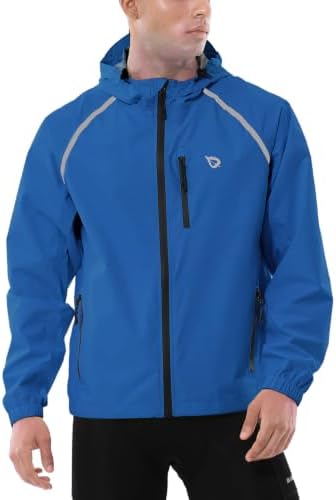 baleaf Men's Rain Jacket Waterproof Hood Lightweight Reflective Packable - Image 2