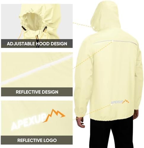 APEXUP Packable Rain Jacket Men Waterproof Lightweight Raincoat with Hood - Image 2