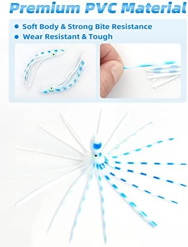BLUEWING Trolling Squid Skirts Fishing Saltwater 2,3,5,8,12 Inch Octopus Lures 1pcs/5pcs - Image 3