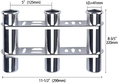 Fishing Rod Holder for Boat, Vertical Wall Mounted Fishing Rod Rack, Stainless Steel Rod Holder for Marine Boat,Fishing Boat, Truck (3 Tubes Upgrade) - Image 2