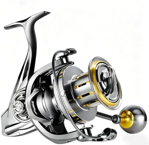 Heavy Duty Spinning Reel Metal Body with CNC Machined Spool 55LB Max Drag 6/8+1 Bearings Ultra Smooth 4.6/4.8:1 High Speed Gear Ratio Saltwater Freshwater Fishing Reel for 8000 to 14000 Series by SAMOLLAFishing