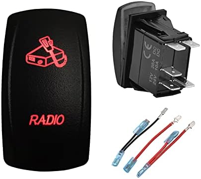12V 24V Dual RED Led Rocker Switch with Wires 5 PIN ON-Off Speaker Toggle Switch for Car Boat Marine Truck RV Camper Jeep Dash Replacement by BACAUTOPARTS